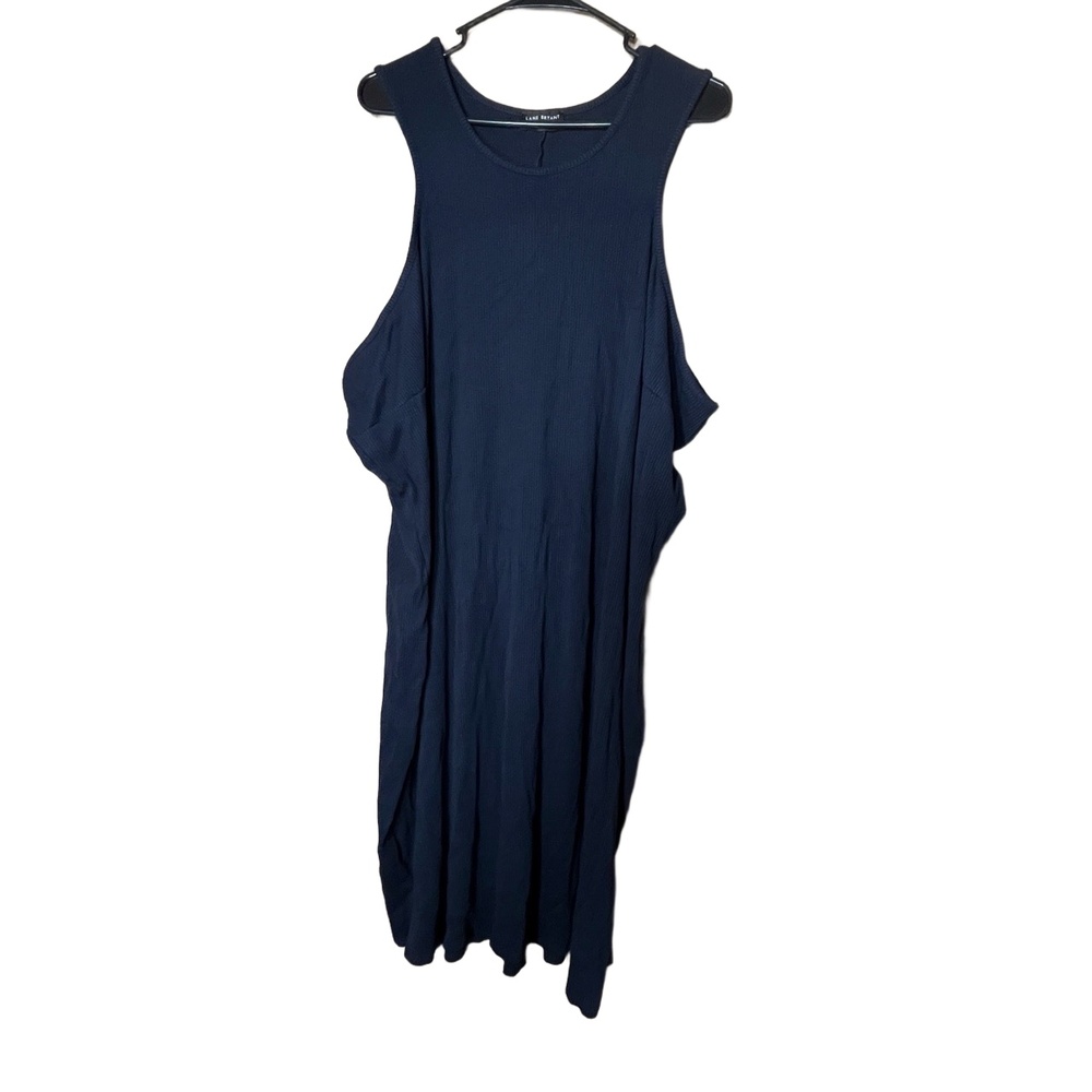 LANE BRYANT Womens Plus Size‎ 34/36 Navy Blue Ribbed Knit Midi Dress Sleeveless